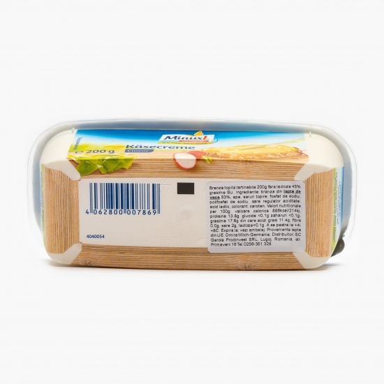 Brânză topită tartinabilă fără lactoză 45% grăsime 200g