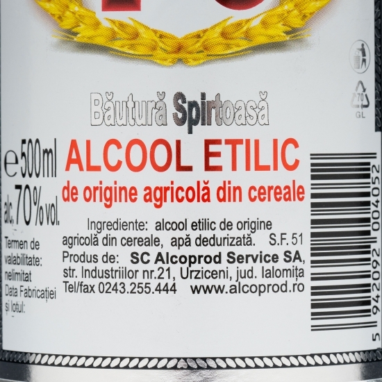 Alcool etilic origine agricolă din cereale 96% alc. 1l