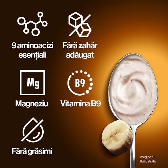 Produs lactat fermentat cu banane și gust de cremă de arahide, cu îndulcitori, bogat în proteine, 0.1% grăsime, 160g