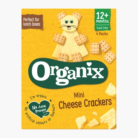 Mini crackers ecologici cu aromă cașcaval, 12+ luni, 80g