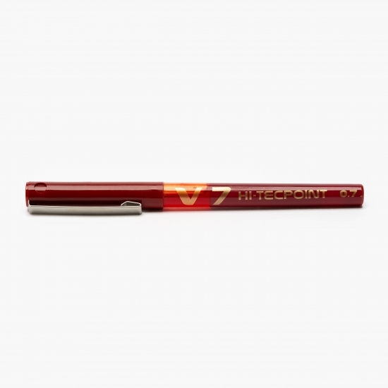 Roller reîncărcabil V7 Hi-Tecpoint 0.7 mm, vârf mediu, roșu