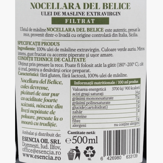 Ulei de măsline extravirgin Nocellara del Belice 500ml