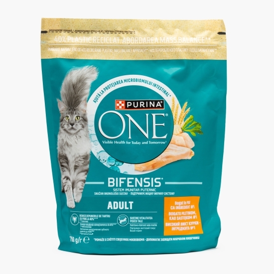 Hrană uscată pentru pisici adulte One, 750g, cu pui și cereale integrale