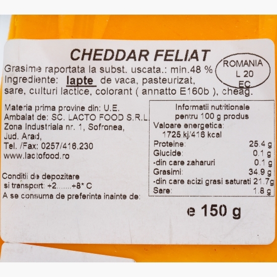 Brânză Cheddar feliat 150g