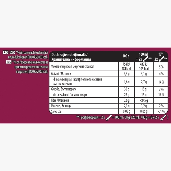 Înghețată cu iaurt și fructe de pădure 825ml (480g)