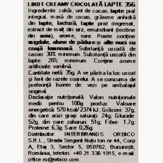 Ciocolată cu lapte Extra Creamy 35g