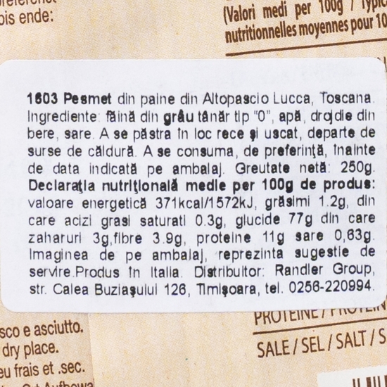 Pesmet din pâine din Altopascio Lucca Toscana 250g