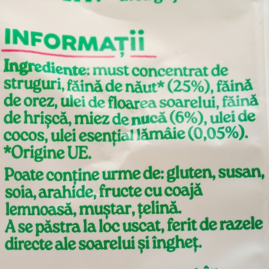 Biscuiți cu năut și nucă, fără zahăr adăugat 100g