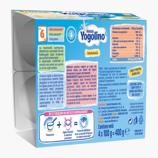 Gustare cu lapte și banane, +6 luni, 4x100g