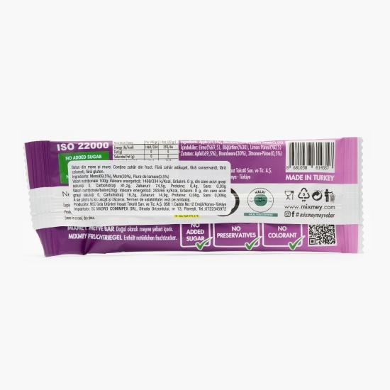 Baton din mere și mure fără zahăr adaugat 20g