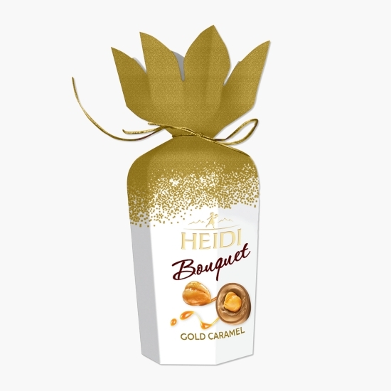 Praline din ciocolată albă cu caramel și alune de pădure întregi caramelizate, Bouquet Gold, 120g