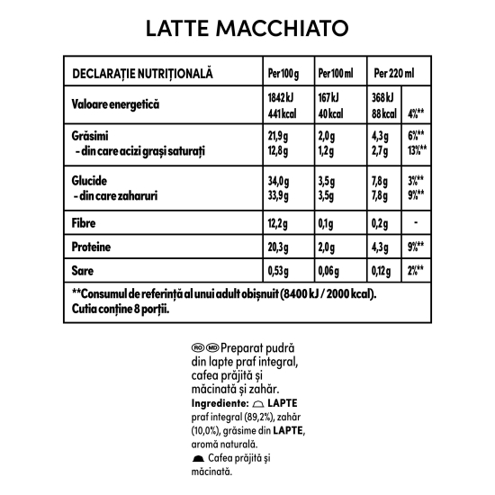 Latte Macchiato 8 băuturi 183.2g, capsule cafea