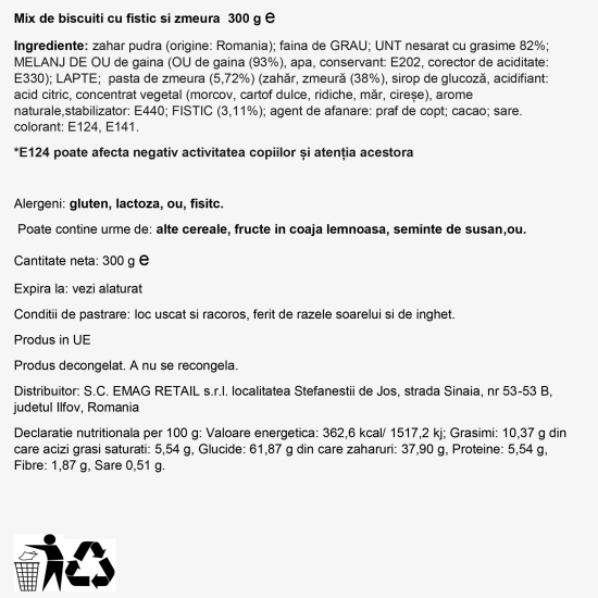 Mix biscuiți cu fistic și zmeură 300g