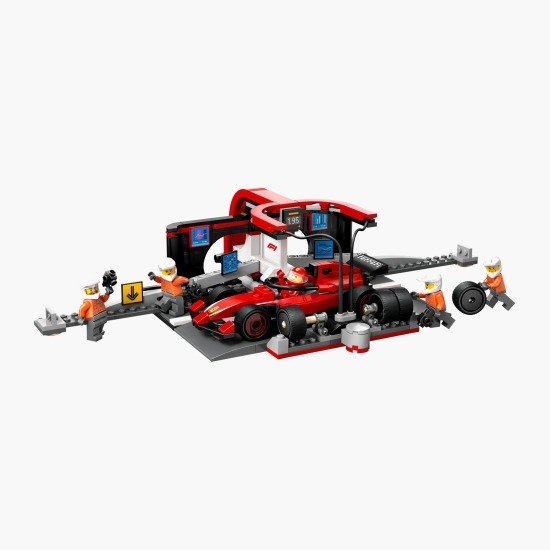 Boxă și mecanici F1 cu mașină Ferrari, 60443 City, 322 piese, +6 ani