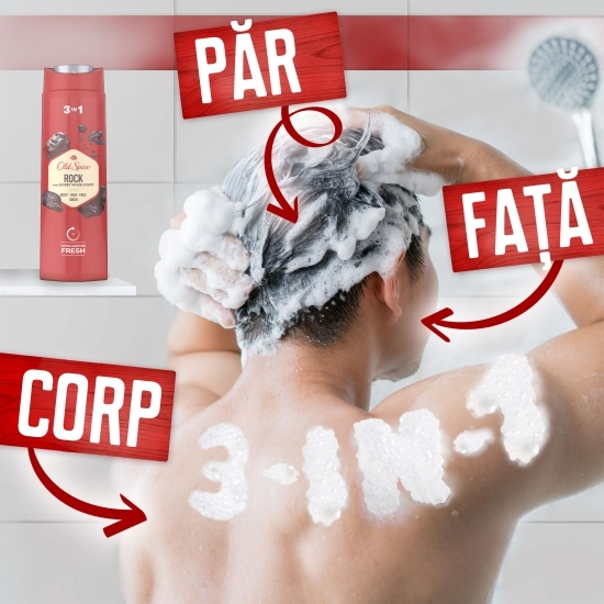 Gel de duș și șampon 3 în 1 Rock pentru corp, păr și față 400ml