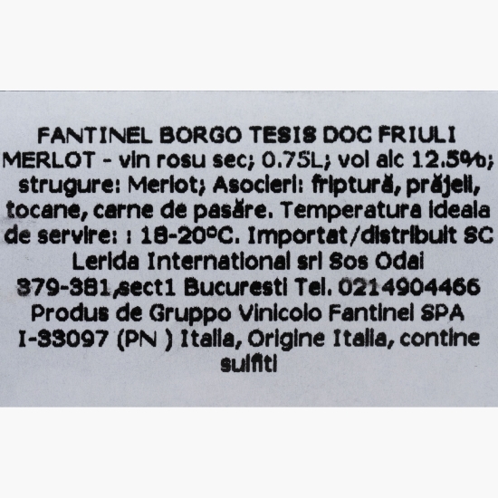 Vin roșu sec Borgo Tesis Merlot, 12.5%, 750ml