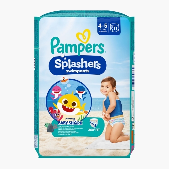 Scutece chiloțel pentru apă Splashers Baby Shark, mărimea 4-5, 9-15kg, 11 buc