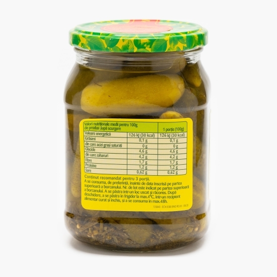 Castraveți cornișon 3-6 cm în oțet 550g