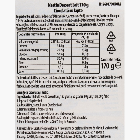 Ciocolată de menaj cu lapte 170g