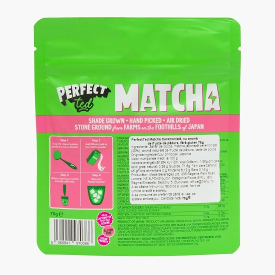 Matcha ceremonială cu aromă de fructe de pădure, fără gluten, 75g