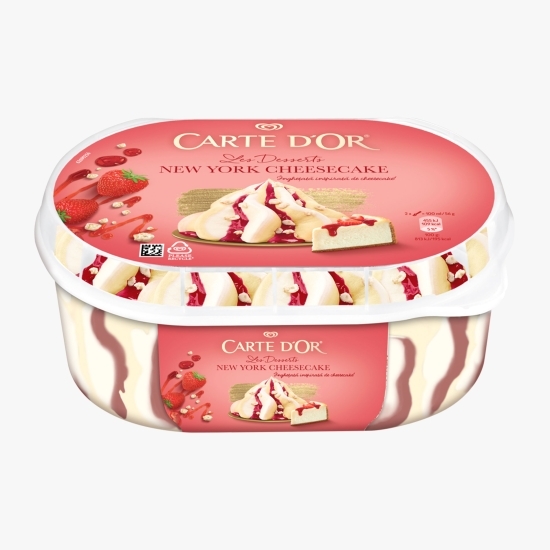 Înghețată cu aromă de biscuiți, cu sos de căpșune și bucățele de biscuiți  825ml