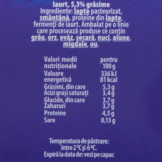 Iaurt Cremosso natural 5.3% grăsime, 8x125g