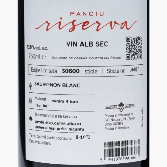 Vin alb sec Sauvignon Blanc, 13.9%, 0.75l