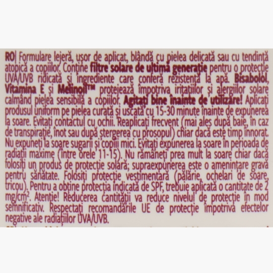 Loțiune protecție solară pentru copii și bebeluși SPF50+ 200ml