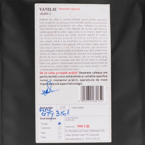 Cafea proaspăt prăjită Arabica Vanilie 500g