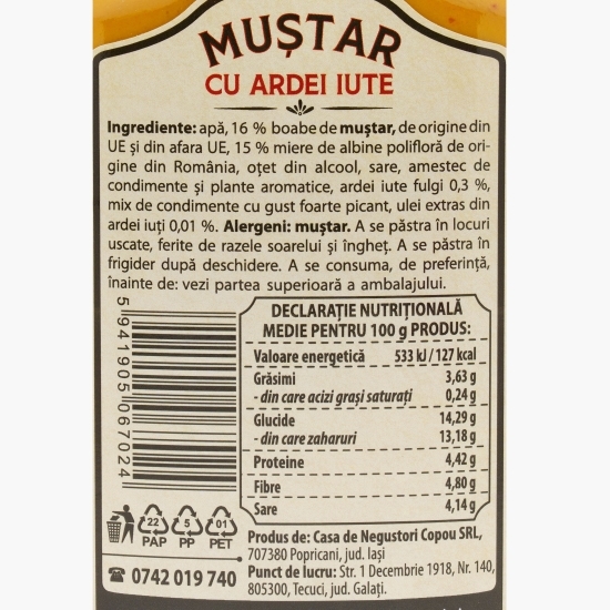 Muștar cu miere și ardei iute 480g