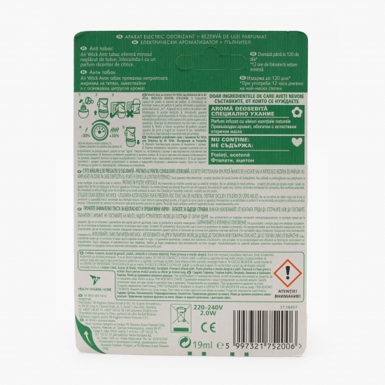 Aparat electric odorizant Anti tabac + rezervă de ulei 19ml
