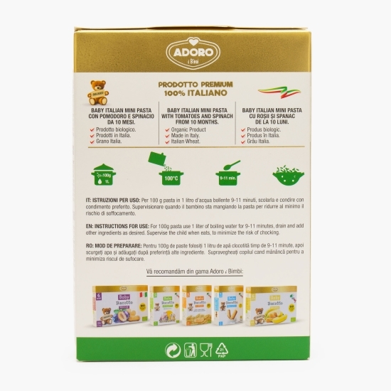 Paste eco pentru copii, Steline cu roșii și spanac, +10 luni, 200g