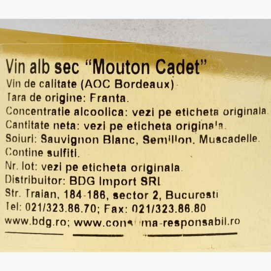 Vin alb sec Mouton Cadet, 12%, 0.75l