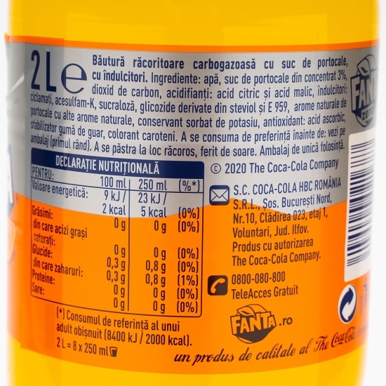 Băutură carbogazoasă de portocale zero zahăr 2l