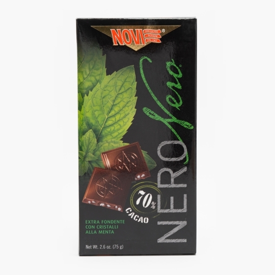 Ciocolată neagră extra cu mentă și 70% cacao 75g