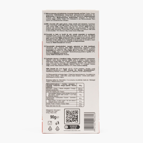 Ciocolată lapte cu măr și scorțișoară 90g