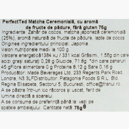 Matcha ceremonială cu aromă de fructe de pădure, fără gluten, 75g