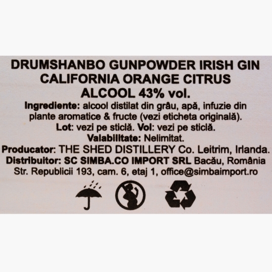 Gin Irish California Orange, 43%, 0.7l