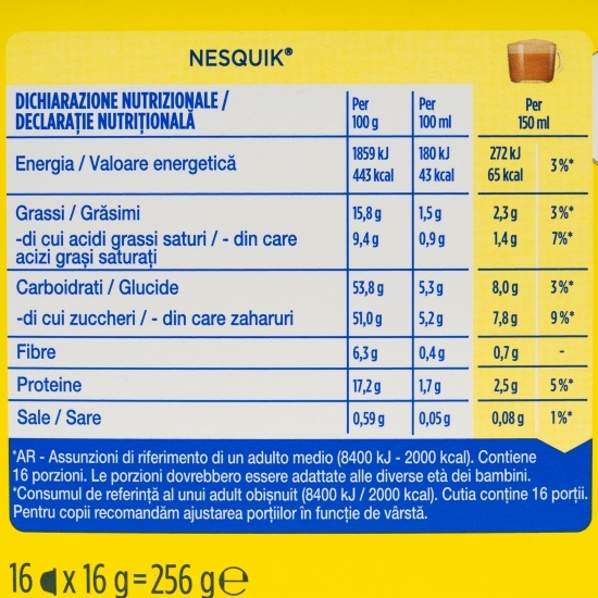 Capsule ciocolată caldă Nesquik 16 băuturi 256g