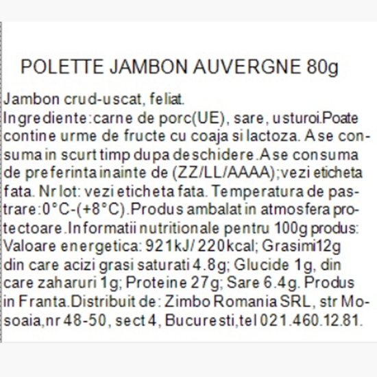 Jambon Auvergne 80g