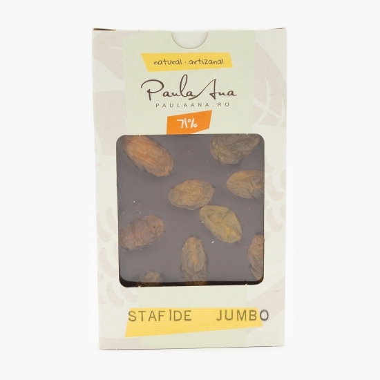 Ciocolată neagră 71% cacao cu stafide Jumbo 120g