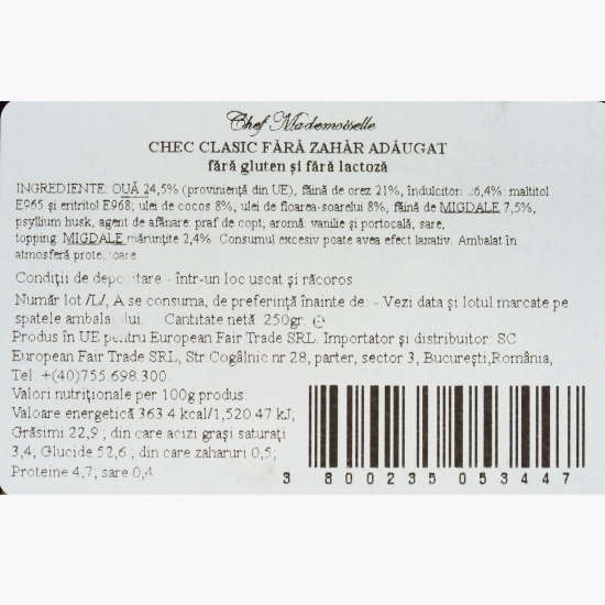 Chec clasic fără gluten și fără zahăr 250g