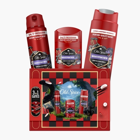 Set Cadou Gamebox (deodorant stick Nightpanther 50ml + spray Nightpanther 150ml + gel de duș Nightpanther 250ml)
