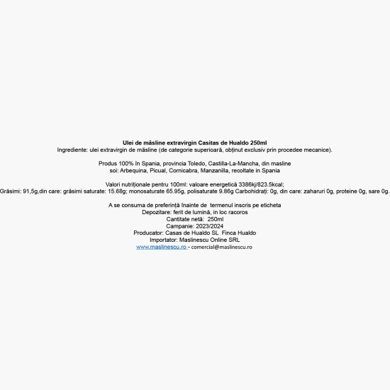 Măslinescu - Ulei de măsline extravirgin pentru copii Casitas de Hualdo, 0.25l
