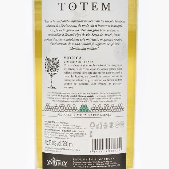 Vin alb sec Totem Viorica, 13% alc. 0.75l