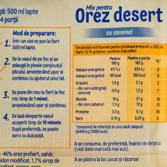 Mix pentru orez desert cu caramel, 96g