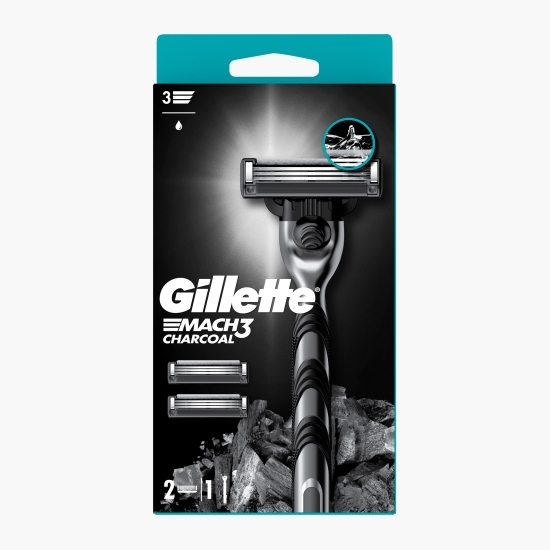Aparat de ras Mach3 Charcoal, 1 mâner + 2 rezerve