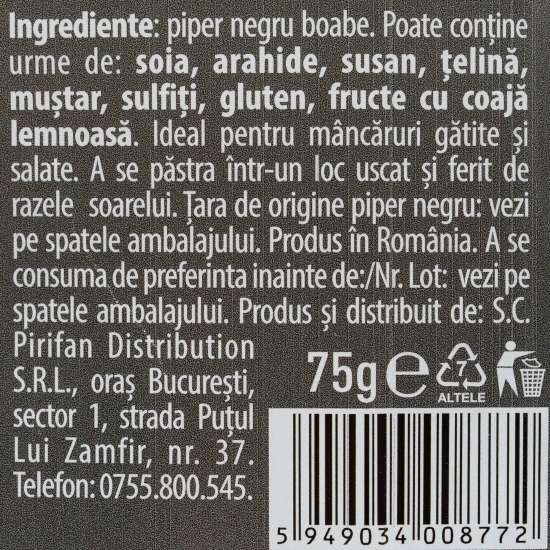 Piper negru boabe 75g