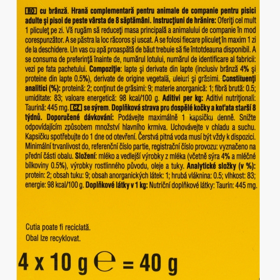 Recompense pentru pisici 4x10g, Creamy cu brânză