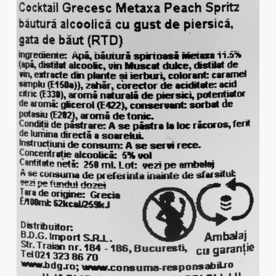 Cocktail Peach Spritz, 5%, doză 250ml